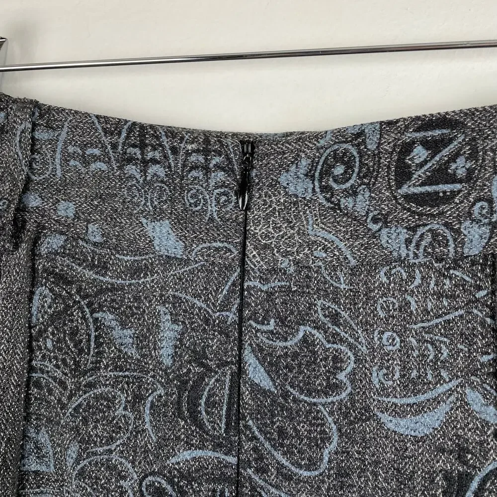 y2k VTG Simply French Skirt Size 6 Gray Blue Paisley Fairy Grunge Whimsigoth